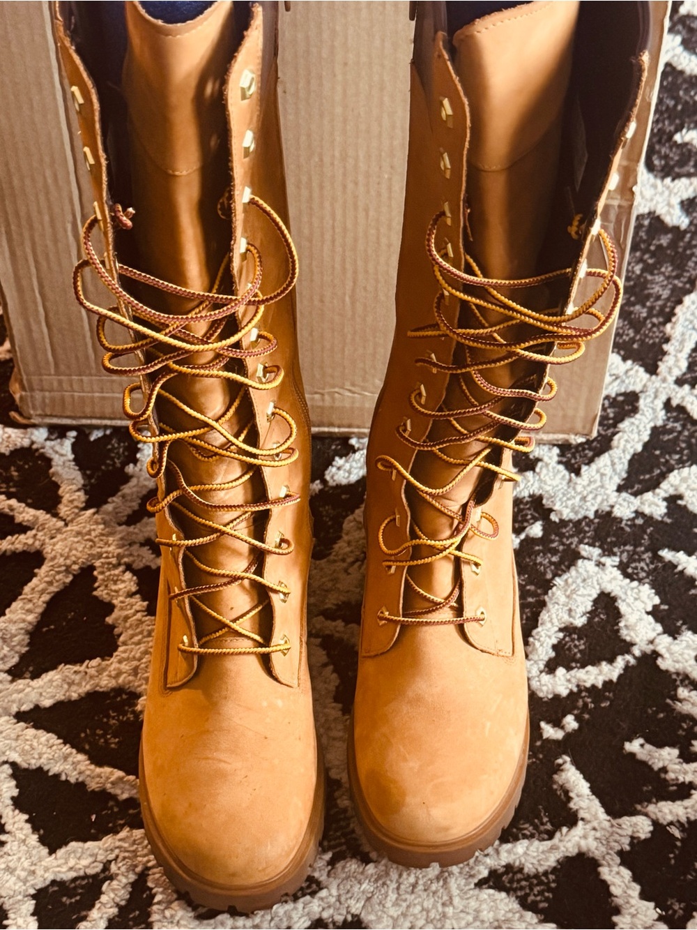 Timberland Women's Tall Lace-Up Tan Work Boots 9